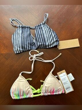 NEW Niyama Sol Neon Green & Silver Bikini Top Set size XS